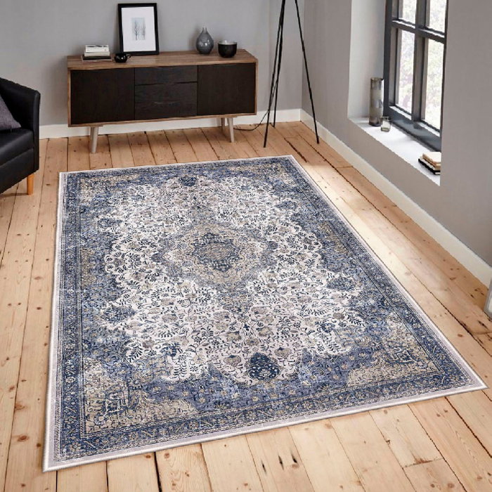 Conceptum Alfombra de Algodón 80 x 150 cm en Crema, Gris y Beige